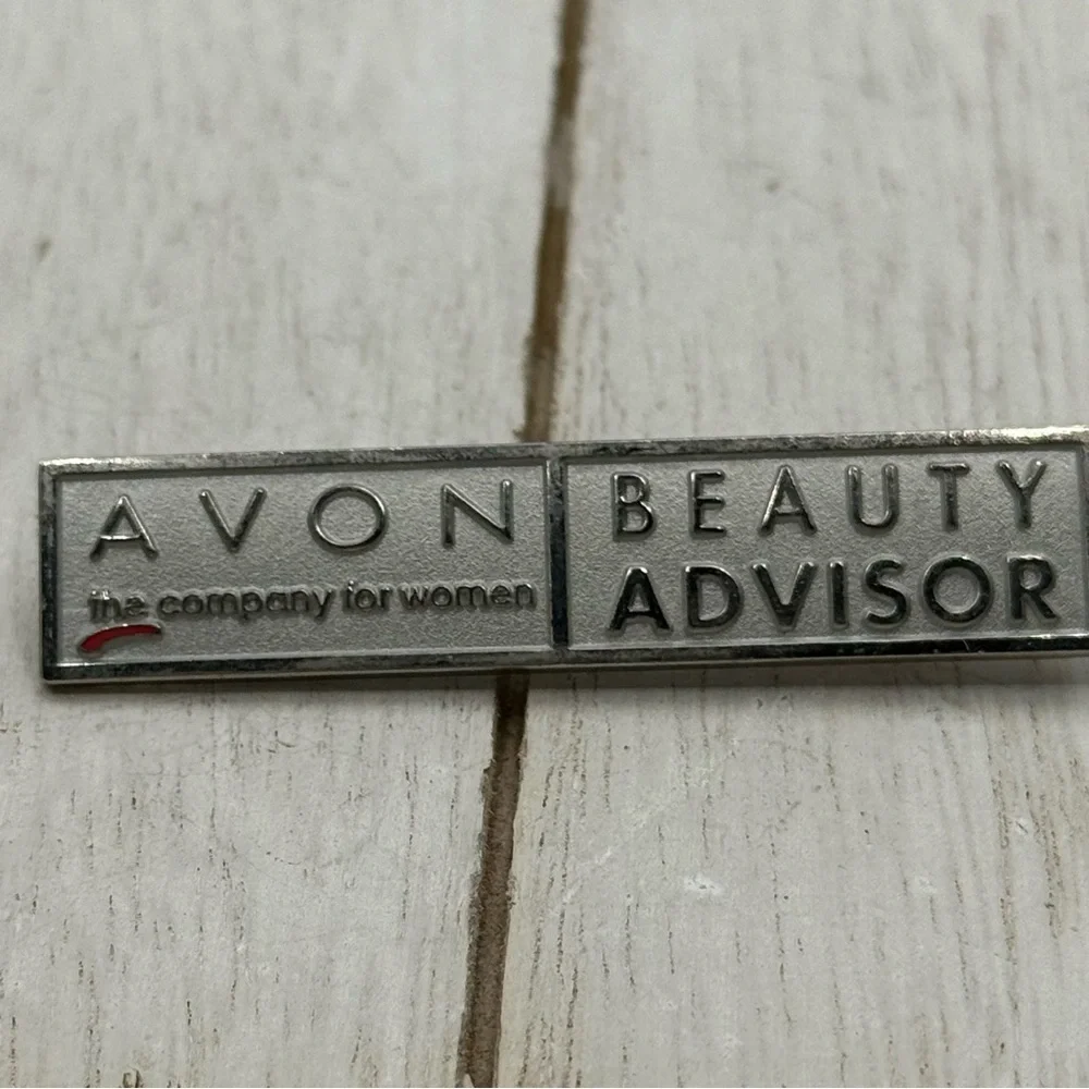 Avon Silver Beauty Advisor Badge with Red Detail